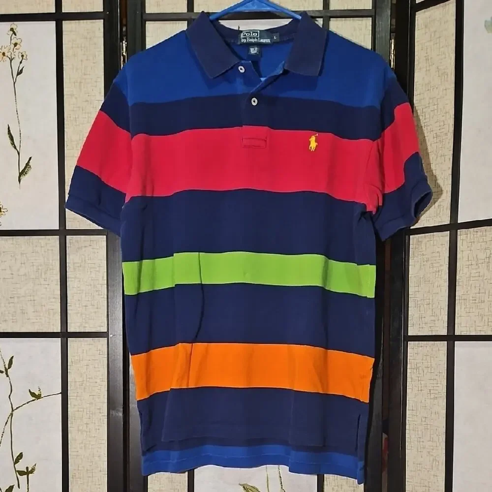 Vintage 90s Polo by Ralph Lauren Men's Colorful Striped Polo